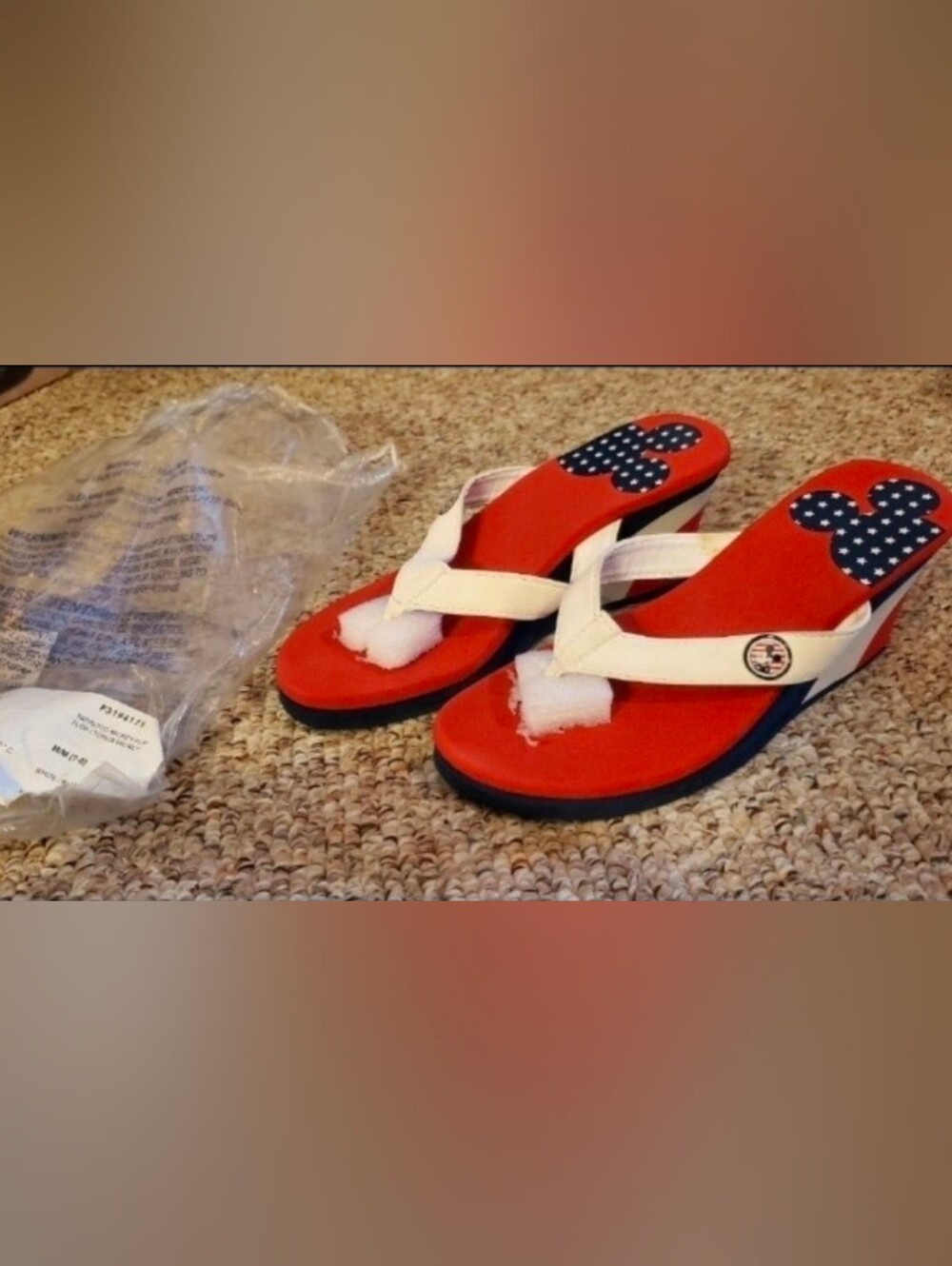 Avon July 4th Patriotic Disney Mickey Mouse Flip Flops Size 7-8